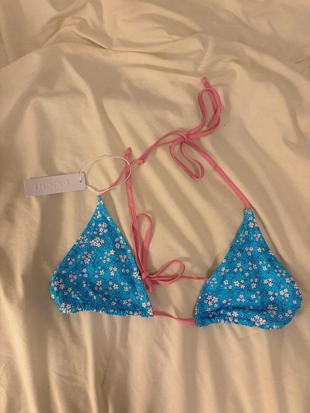 Bright Swimwear blue bikini top size large